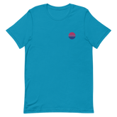 Bisexual Flag Embroidered Circle Tee: Celebratory LGBTQ+ Pride Design
